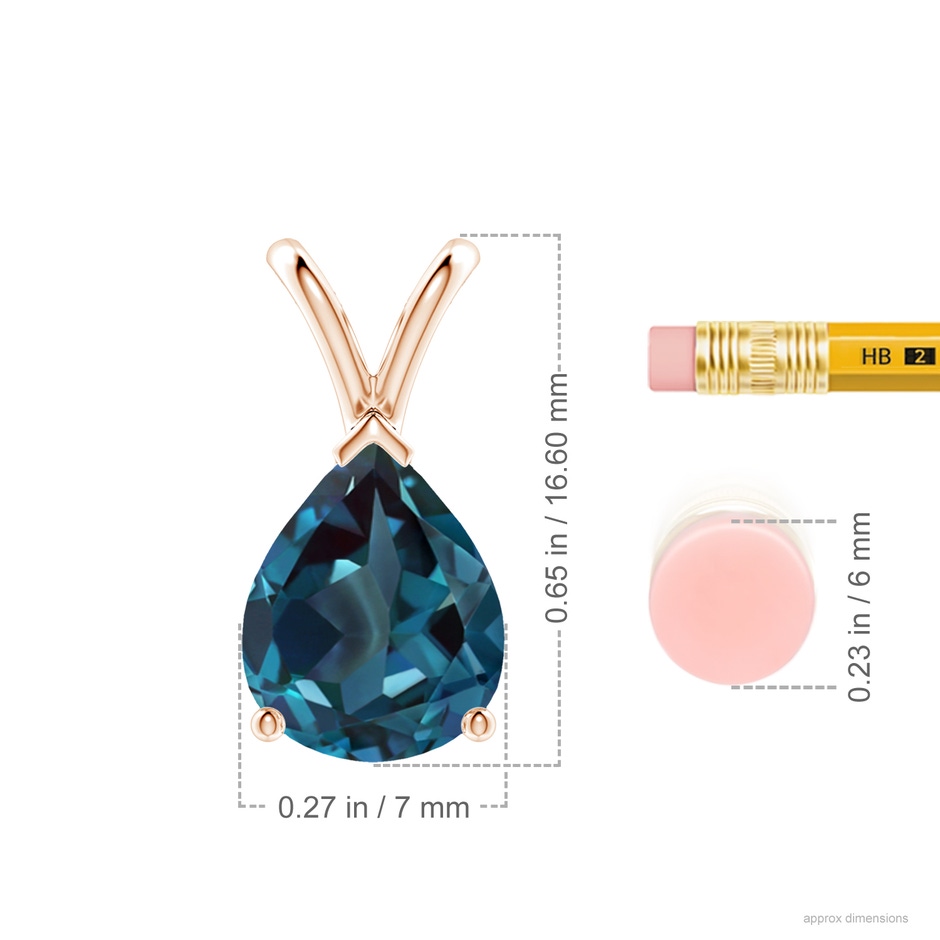10x7mm Labgrown V-Bale Pear-Shaped Lab-Grown Alexandrite Solitaire Pendant in 18K Rose Gold ruler
