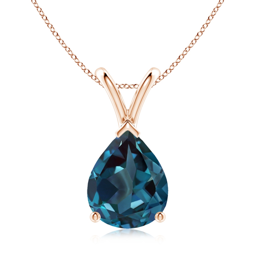 10x7mm Labgrown V-Bale Pear-Shaped Lab-Grown Alexandrite Solitaire Pendant in Rose Gold