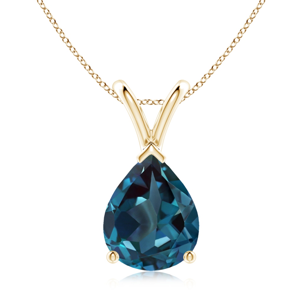 10x7mm Labgrown V-Bale Pear-Shaped Lab-Grown Alexandrite Solitaire Pendant in Yellow Gold