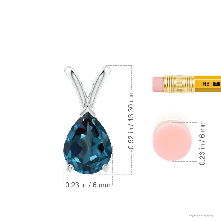 8x6mm Labgrown V-Bale Pear-Shaped Lab-Grown Alexandrite Solitaire Pendant in P950 Platinum ruler