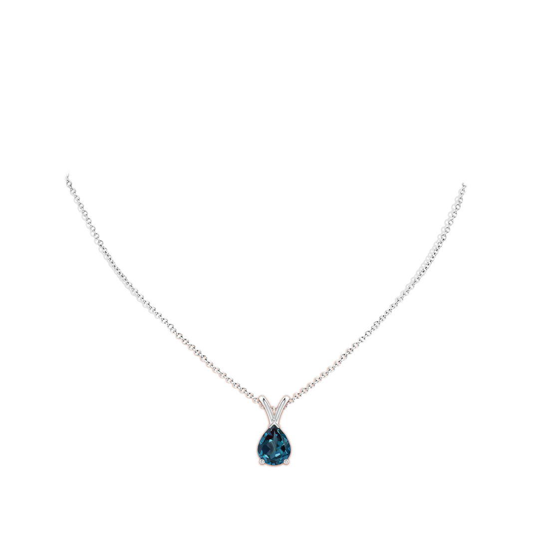 9x7mm Labgrown V-Bale Pear-Shaped Lab-Grown Alexandrite Solitaire Pendant in White Gold - body_neck