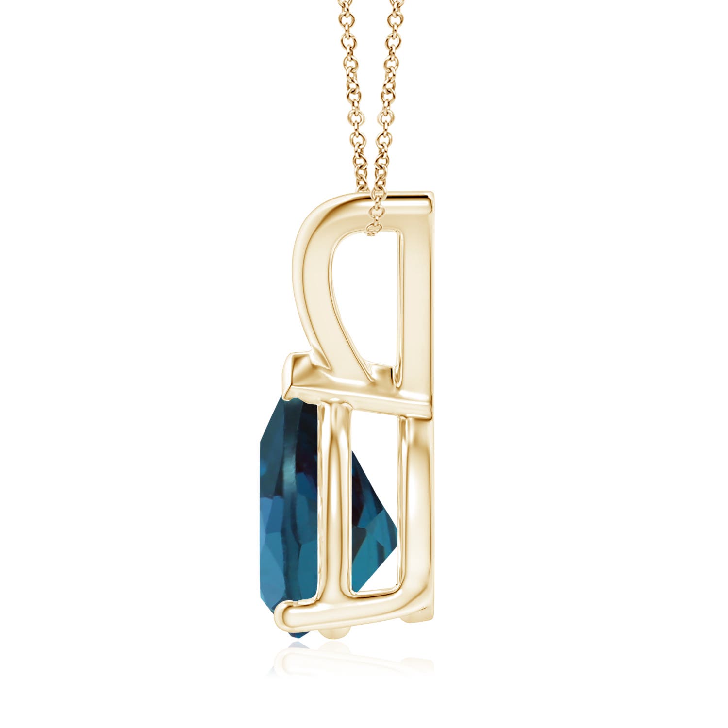 9x7mm Labgrown V-Bale Pear-Shaped Lab-Grown Alexandrite Solitaire Pendant in Yellow Gold