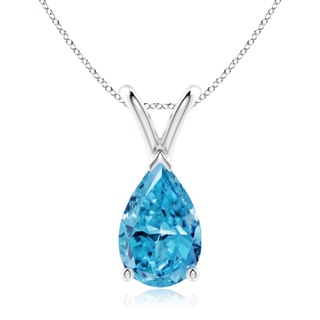 10x6.5mm Labgrown V-Bale Pear-Shaped Lab-Grown Fancy Intense Blue Diamond Solitaire Pendant in P950 Platinum