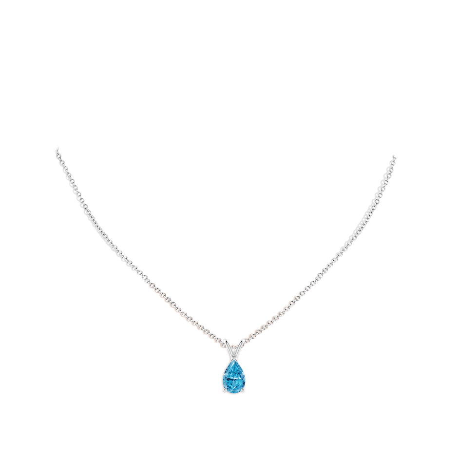 10x6.5mm Labgrown V-Bale Pear-Shaped Lab-Grown Fancy Intense Blue Diamond Solitaire Pendant in White Gold pen