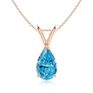 9x5.5mm Labgrown V-Bale Pear-Shaped Lab-Grown Fancy Intense Blue Diamond Solitaire Pendant in 9K Rose Gold