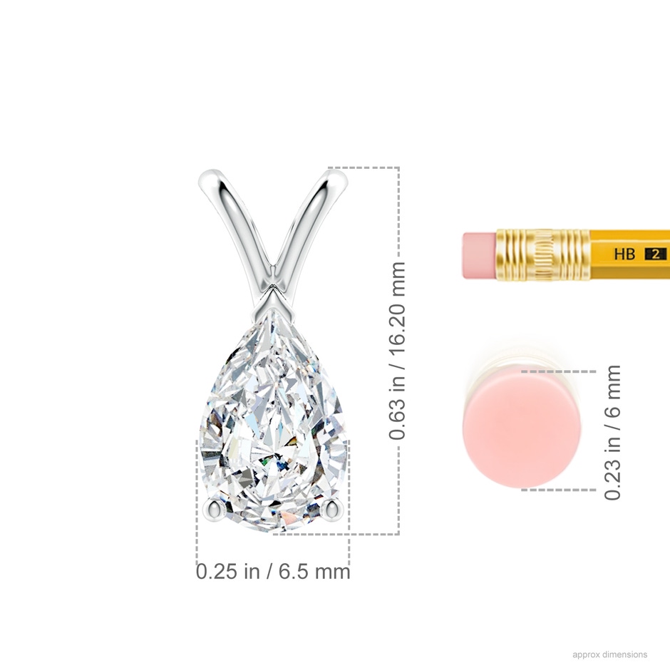 10x6.5mm FGVS Lab-Grown V-Bale Pear-Shaped Diamond Solitaire Pendant in P950 Platinum ruler