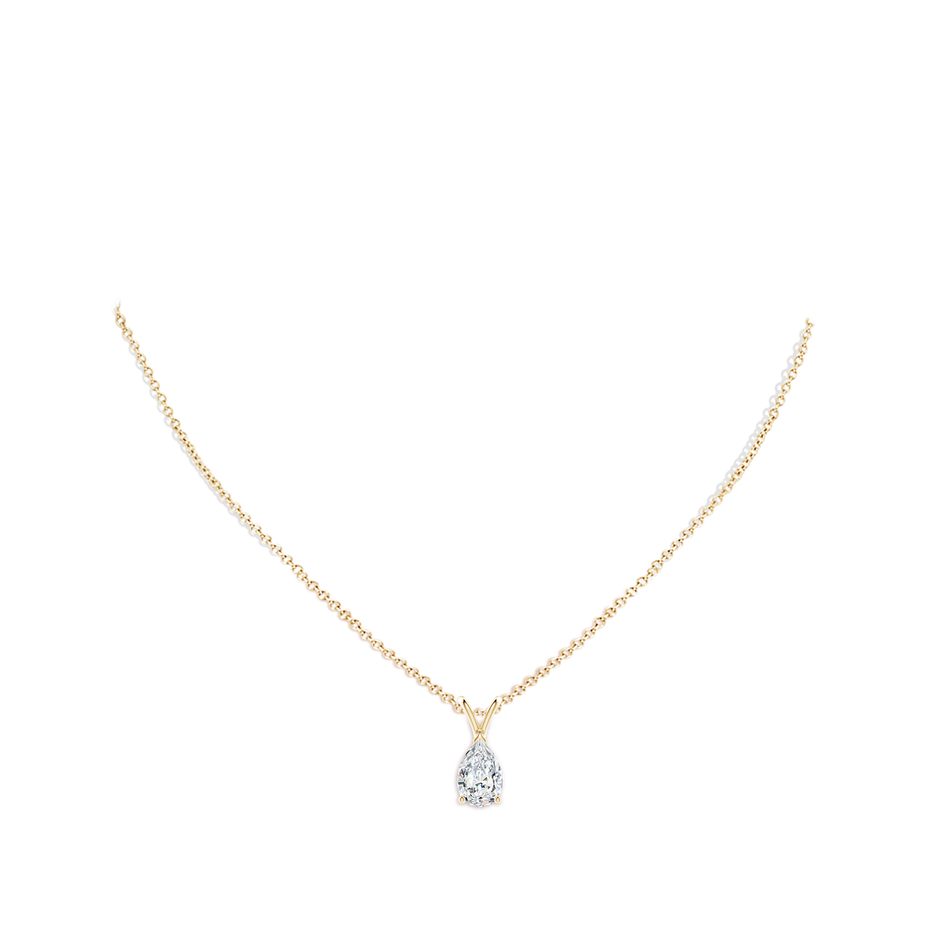 10x6.5mm FGVS Lab-Grown V-Bale Pear-Shaped Diamond Solitaire Pendant in Yellow Gold pen