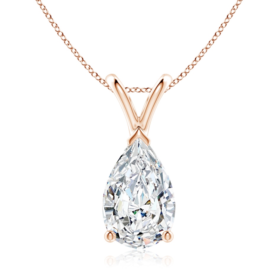 11x7mm FGVS Lab-Grown V-Bale Pear-Shaped Diamond Solitaire Pendant in 18K Rose Gold 