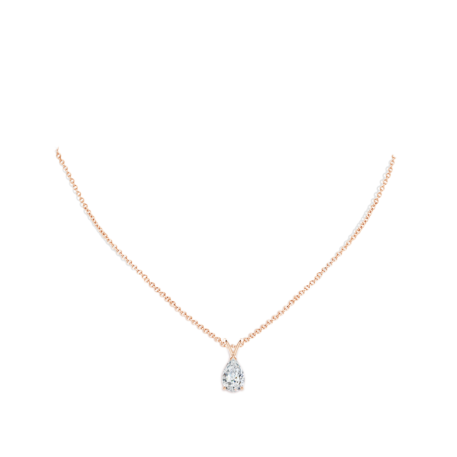 11x7mm FGVS Lab-Grown V-Bale Pear-Shaped Diamond Solitaire Pendant in 18K Rose Gold pen