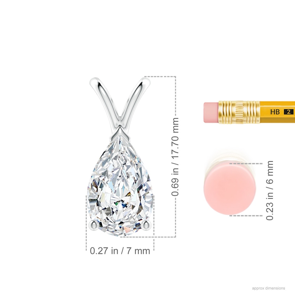 11x7mm FGVS Lab-Grown V-Bale Pear-Shaped Diamond Solitaire Pendant in P950 Platinum ruler