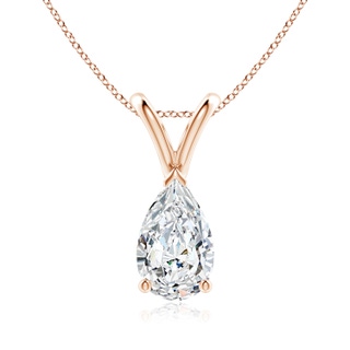 9x5.5mm FGVS Lab-Grown V-Bale Pear-Shaped Diamond Solitaire Pendant in 10K Rose Gold