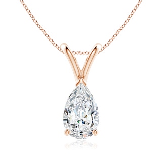 9x5.5mm FGVS Lab-Grown V-Bale Pear-Shaped Diamond Solitaire Pendant in 9K Rose Gold