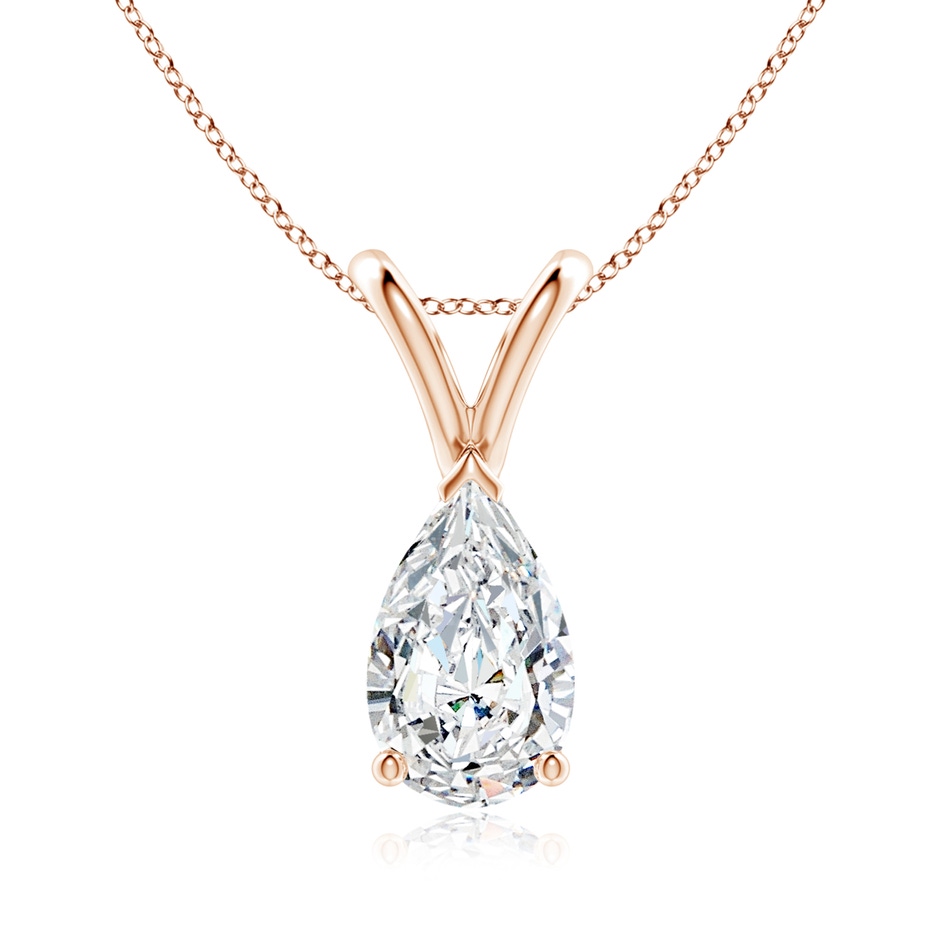 9x5.5mm FGVS Lab-Grown V-Bale Pear-Shaped Diamond Solitaire Pendant in Rose Gold 