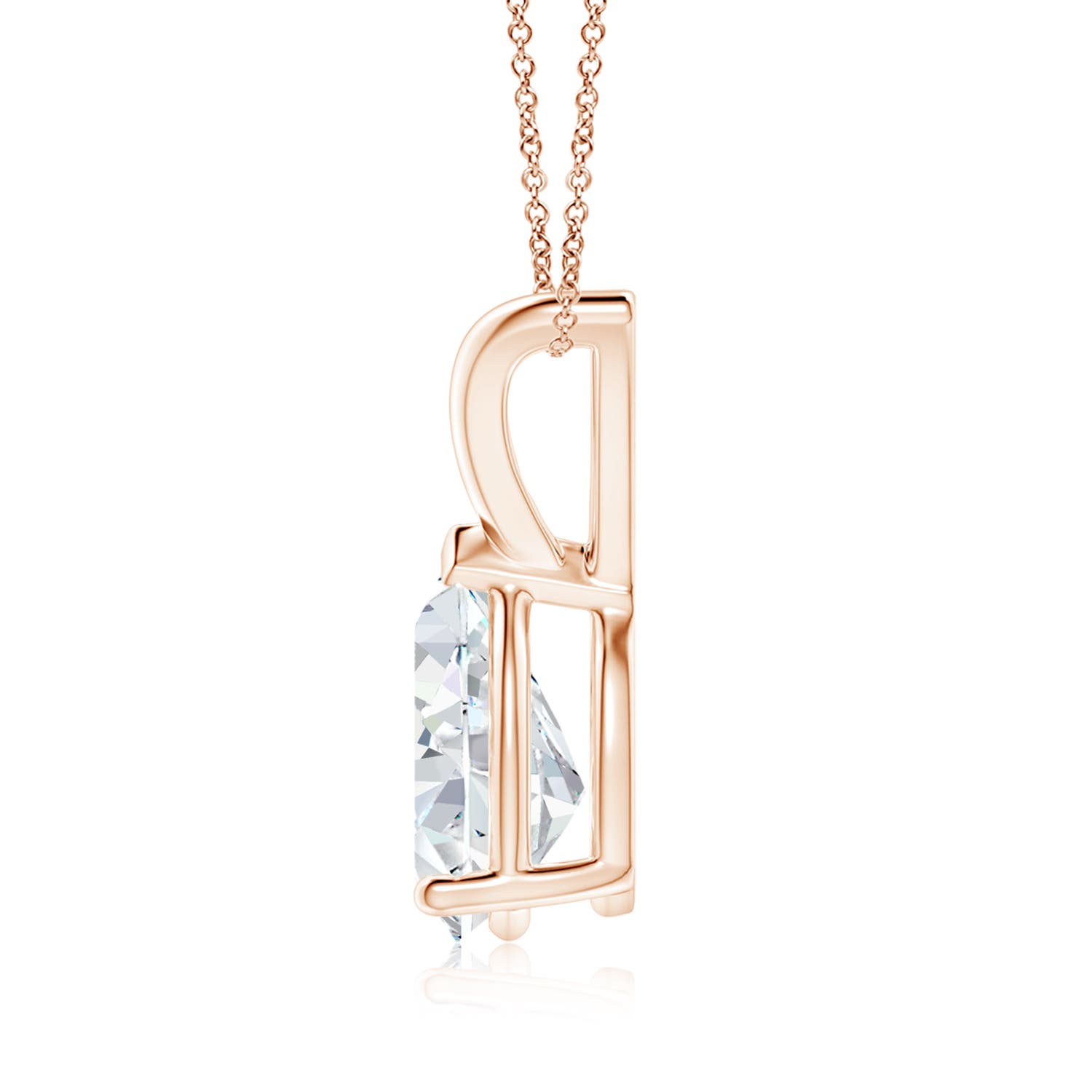 9x5.5mm FGVS Lab-Grown V-Bale Pear-Shaped Diamond Solitaire Pendant in Rose Gold