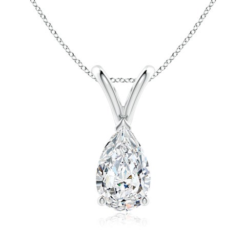 9x5.5mm FGVS Lab-Grown V-Bale Pear-Shaped Diamond Solitaire Pendant in S999 Silver