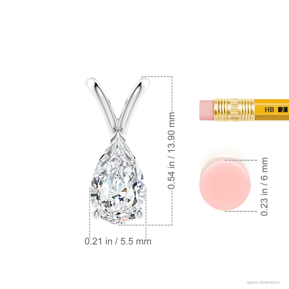 9x5.5mm FGVS Lab-Grown V-Bale Pear-Shaped Diamond Solitaire Pendant in S999 Silver ruler