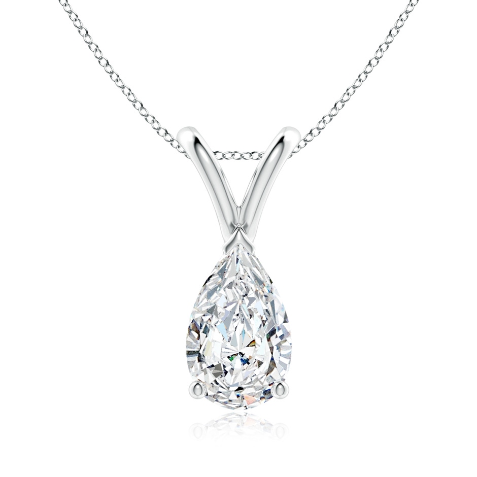 9x5.5mm FGVS Lab-Grown V-Bale Pear-Shaped Diamond Solitaire Pendant in White Gold 