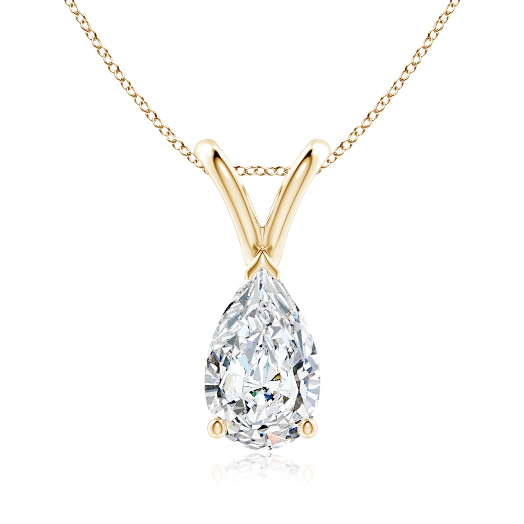 9x5.5mm FGVS Lab-Grown V-Bale Pear-Shaped Diamond Solitaire Pendant in Yellow Gold 