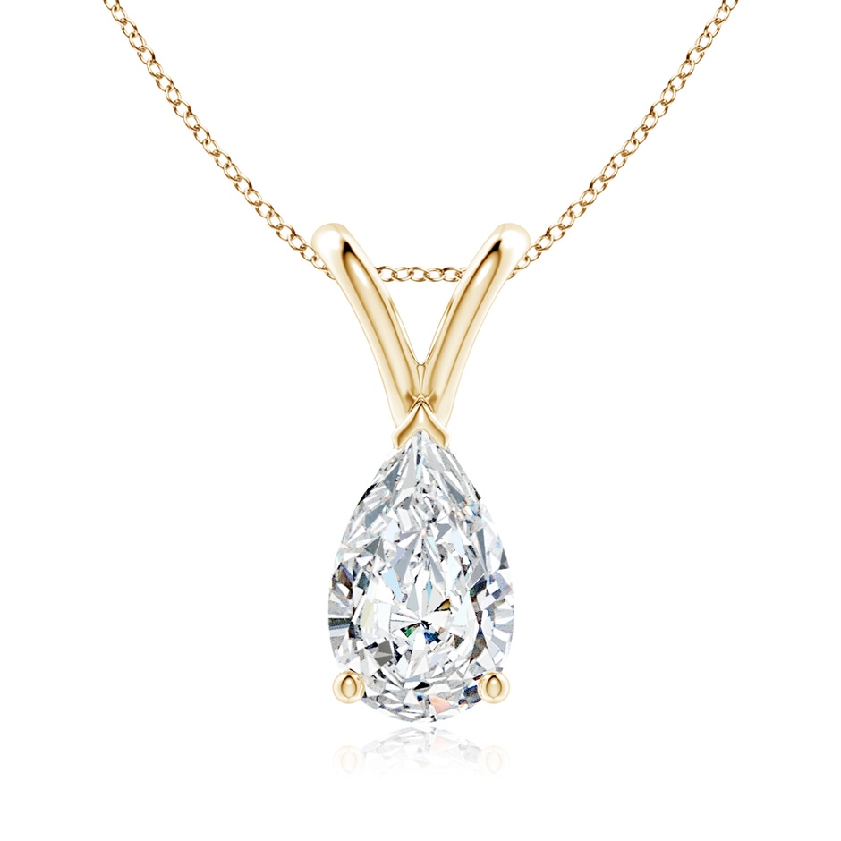 9x5.5mm FGVS Lab-Grown V-Bale Pear-Shaped Diamond Solitaire Pendant in Yellow Gold 