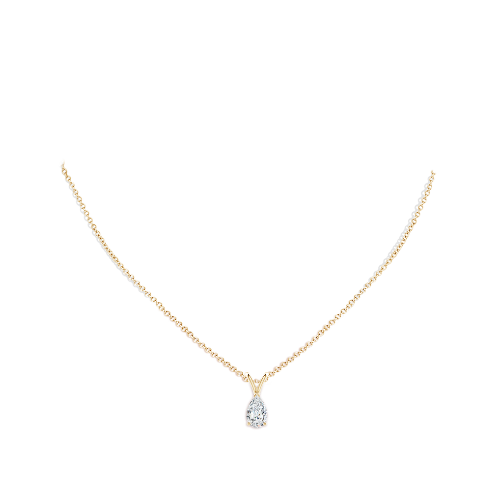 9x5.5mm FGVS Lab-Grown V-Bale Pear-Shaped Diamond Solitaire Pendant in Yellow Gold pen