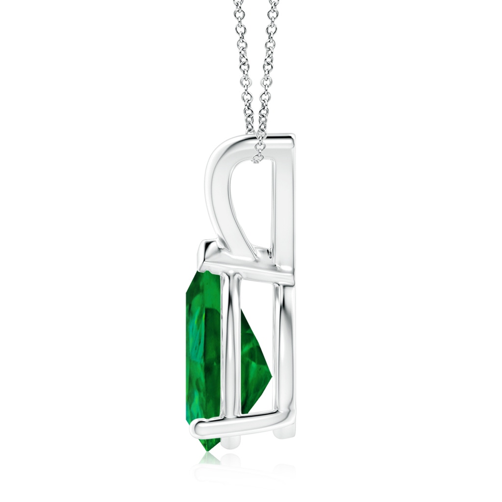 10x8mm Labgrown Lab-Grown V-Bale Pear-Shaped Emerald Solitaire Pendant in White Gold Side 199