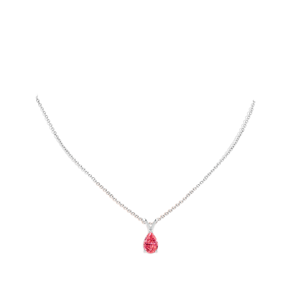 10x6.5mm Labgrown V-Bale Pear-Shaped Lab-Grown Fancy Intense Pink Diamond Solitaire Pendant in White Gold pen