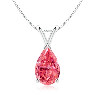 11x7mm Labgrown V-Bale Pear-Shaped Lab-Grown Fancy Intense Pink Diamond Solitaire Pendant in P950 Platinum