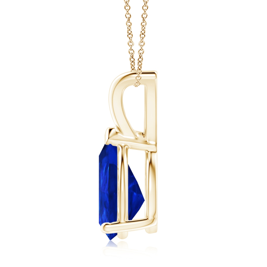10x8mm Labgrown Lab-Grown V-Bale Pear-Shaped Blue Sapphire Solitaire Pendant in Yellow Gold Side 199