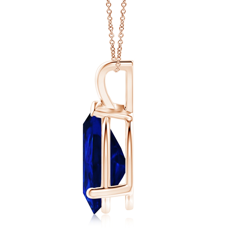 14x10mm Labgrown Lab-Grown V-Bale Pear-Shaped Blue Sapphire Solitaire Pendant in 18K Rose Gold side 199
