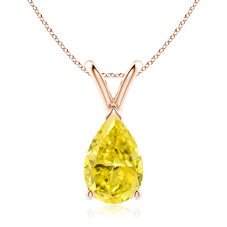 10x6.5mm Labgrown V-Bale Pear-Shaped Lab-Grown Fancy Intense Yellow Diamond Solitaire Pendant in 18K Rose Gold