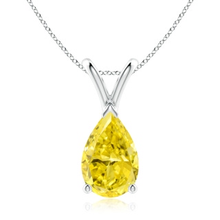 10x6.5mm Labgrown V-Bale Pear-Shaped Lab-Grown Fancy Intense Yellow Diamond Solitaire Pendant in P950 Platinum