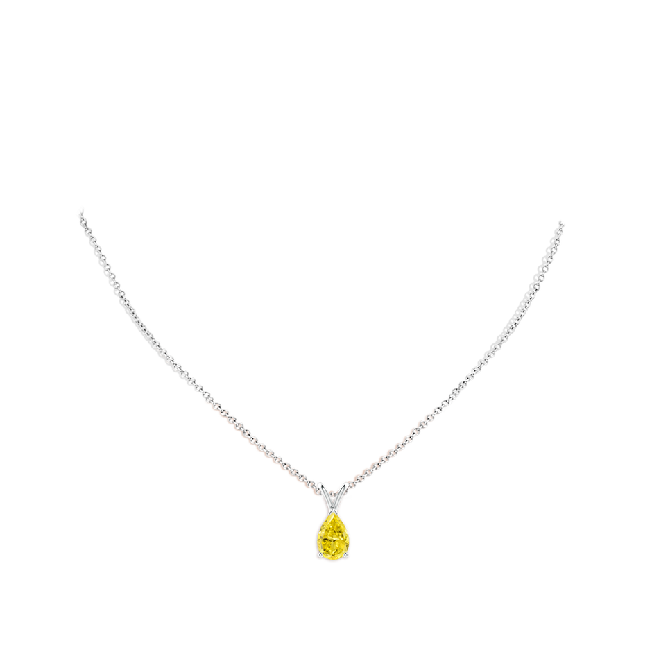 10x6.5mm Labgrown V-Bale Pear-Shaped Lab-Grown Fancy Intense Yellow Diamond Solitaire Pendant in White Gold pen