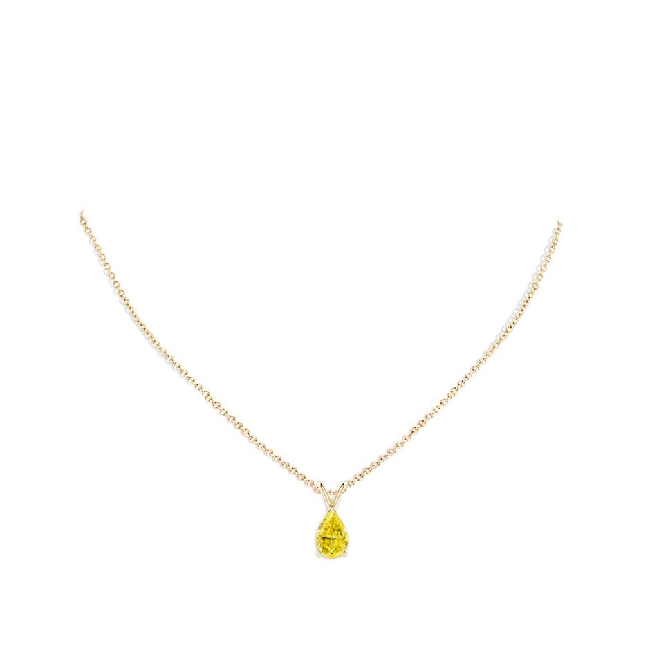 10x6.5mm Labgrown V-Bale Pear-Shaped Lab-Grown Fancy Intense Yellow Diamond Solitaire Pendant in Yellow Gold pen