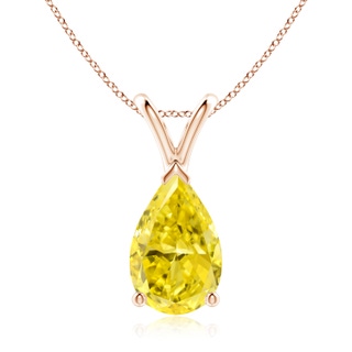 11x7mm Labgrown V-Bale Pear-Shaped Lab-Grown Fancy Intense Yellow Diamond Solitaire Pendant in Rose Gold