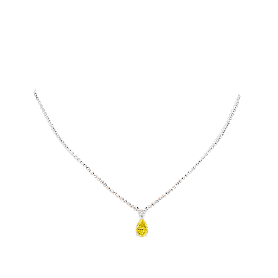 9x5.5mm Labgrown V-Bale Pear-Shaped Lab-Grown Fancy Intense Yellow Diamond Solitaire Pendant in White Gold pen