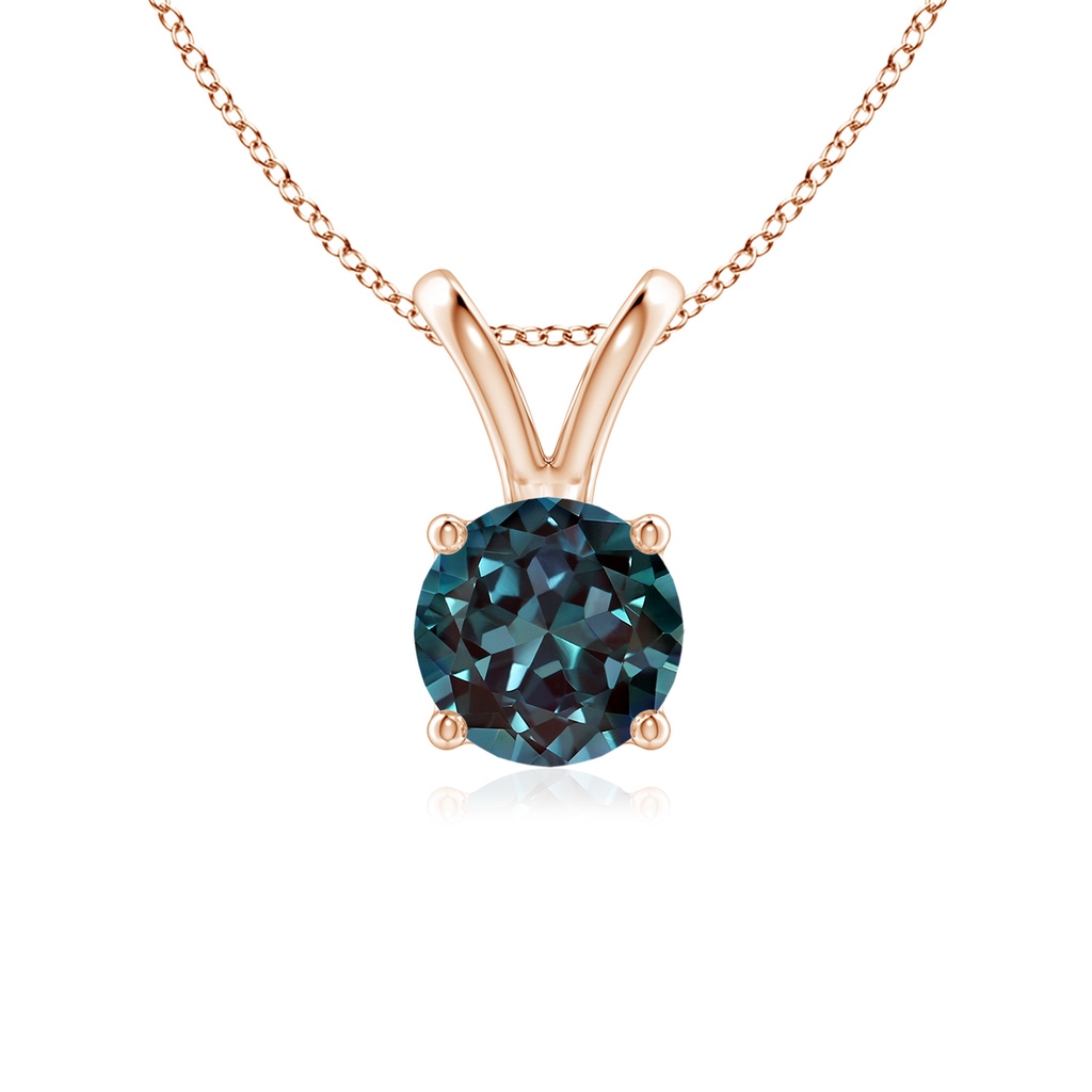 6mm Labgrown V-Bale Round Lab-Grown Alexandrite Solitaire Pendant in Rose Gold