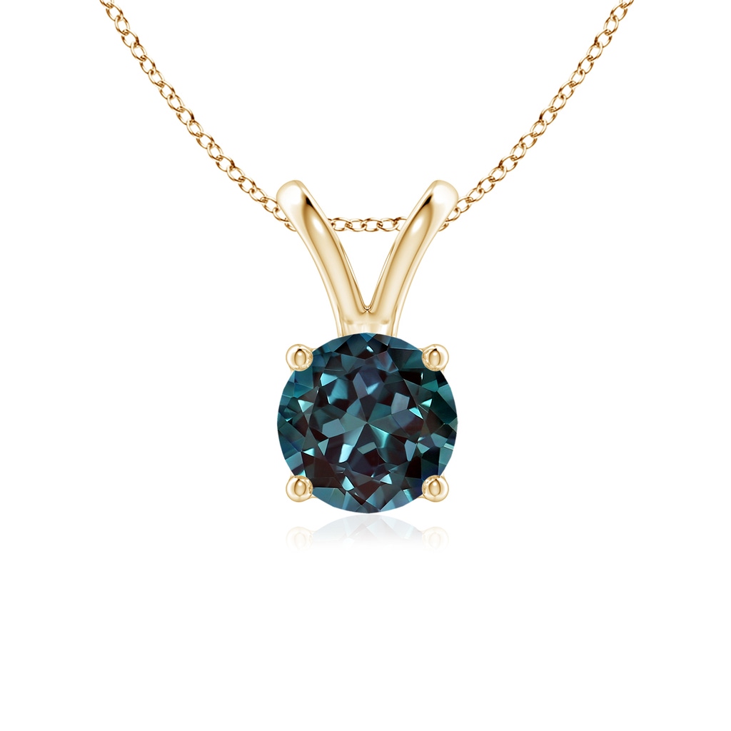 6mm Labgrown V-Bale Round Lab-Grown Alexandrite Solitaire Pendant in Yellow Gold