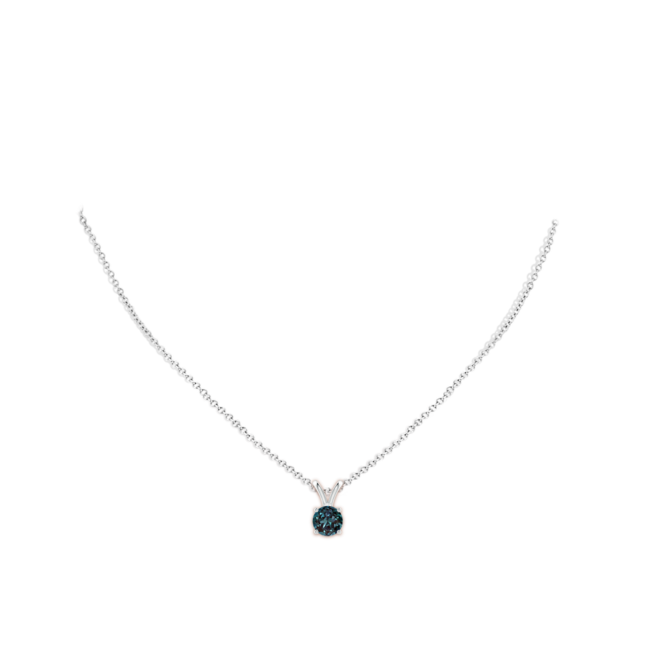 7mm Labgrown V-Bale Round Lab-Grown Alexandrite Solitaire Pendant in P950 Platinum pen