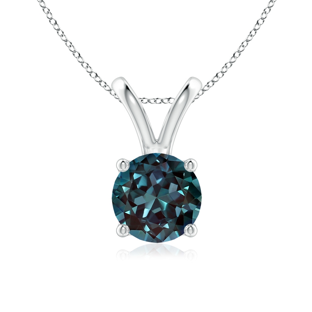 7mm Labgrown V-Bale Round Lab-Grown Alexandrite Solitaire Pendant in White Gold