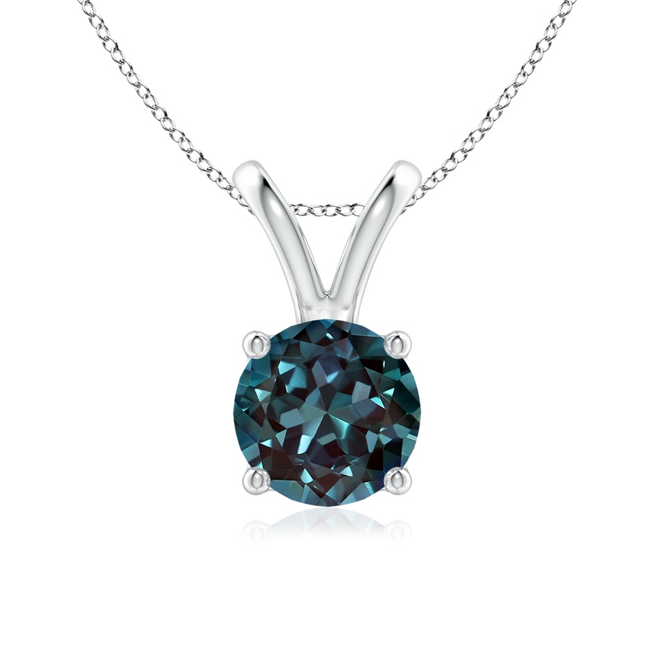 7mm Labgrown V-Bale Round Lab-Grown Alexandrite Solitaire Pendant in White Gold 