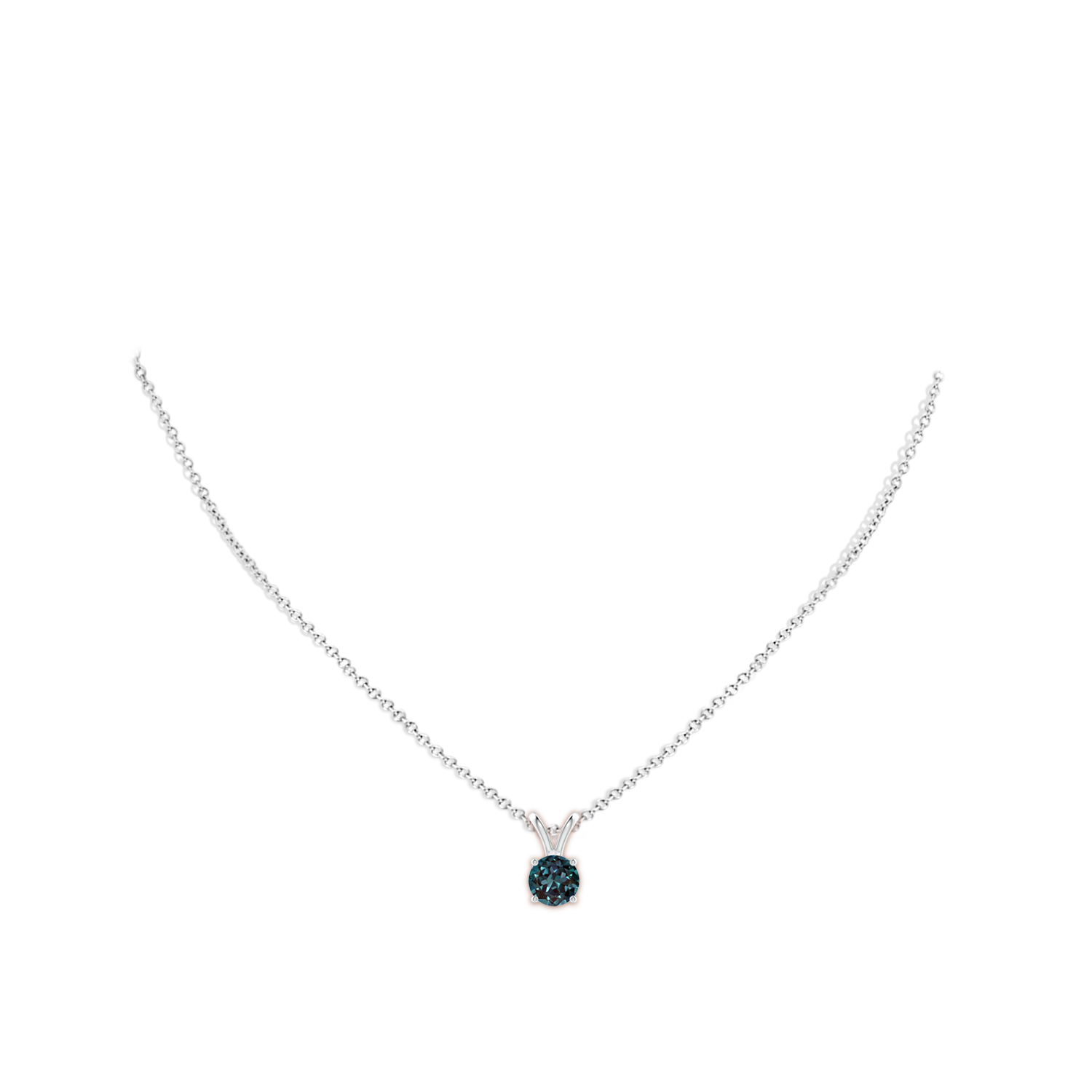 7mm Labgrown V-Bale Round Lab-Grown Alexandrite Solitaire Pendant in White Gold - body_neck