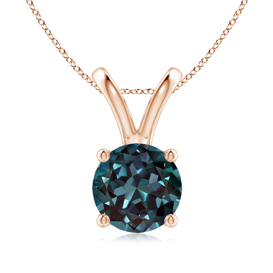8mm Labgrown V-Bale Round Lab-Grown Alexandrite Solitaire Pendant in 18K Rose Gold 