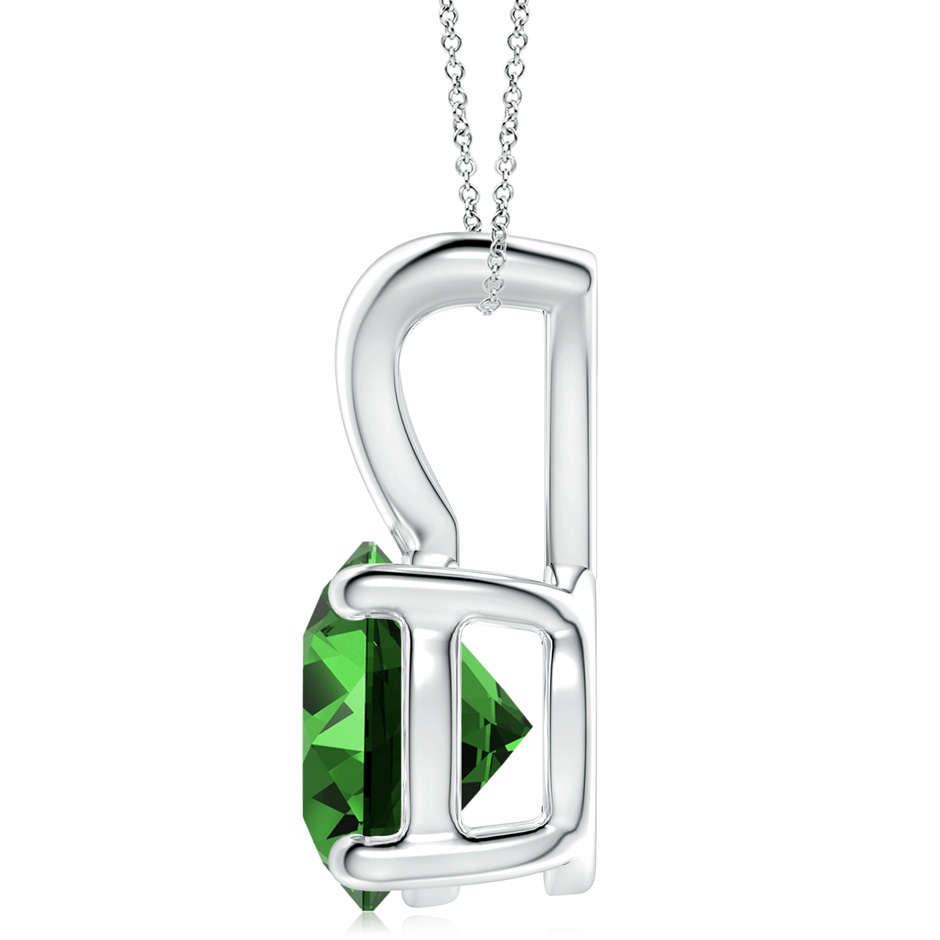 10mm Labgrown Lab-Grown V-Bale Round Emerald Solitaire Pendant in 18K White Gold side 199