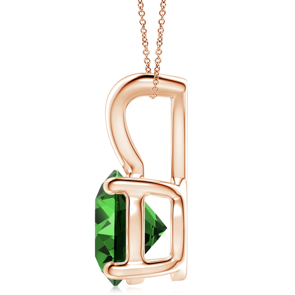 10mm Labgrown Lab-Grown V-Bale Round Emerald Solitaire Pendant in Rose Gold - side 199