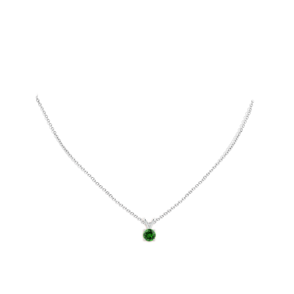 6mm Labgrown Lab-Grown V-Bale Round Emerald Solitaire Pendant in P950 Platinum pen