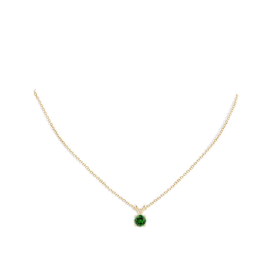 6mm Labgrown Lab-Grown V-Bale Round Emerald Solitaire Pendant in Yellow Gold pen