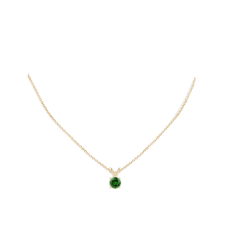 7mm Labgrown Lab-Grown V-Bale Round Emerald Solitaire Pendant in Yellow Gold pen