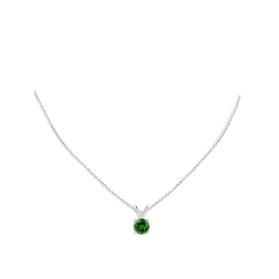 8mm Labgrown Lab-Grown V-Bale Round Emerald Solitaire Pendant in S999 Silver pen