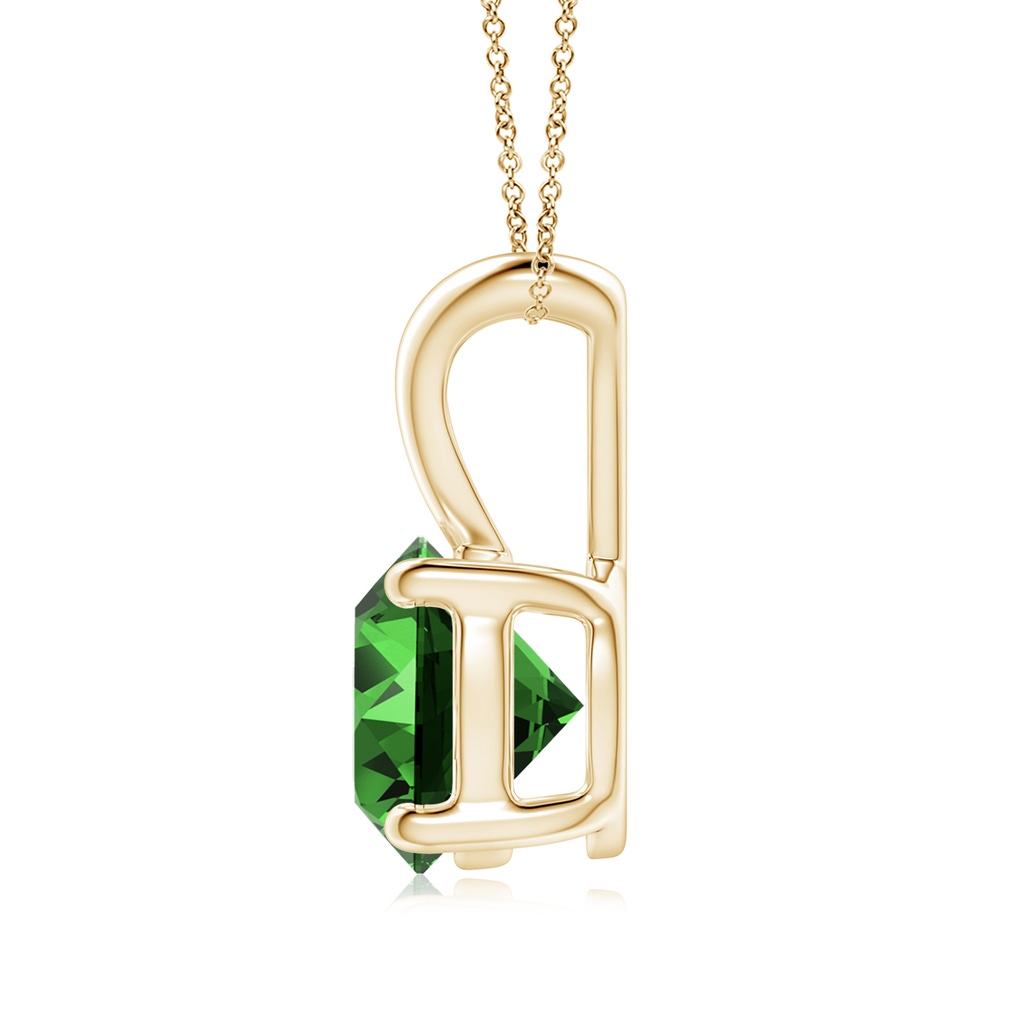 8mm Labgrown Lab-Grown V-Bale Round Emerald Solitaire Pendant in Yellow Gold - side 199