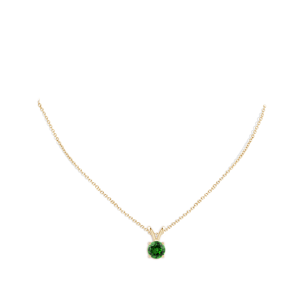 8mm Labgrown Lab-Grown V-Bale Round Emerald Solitaire Pendant in Yellow Gold pen